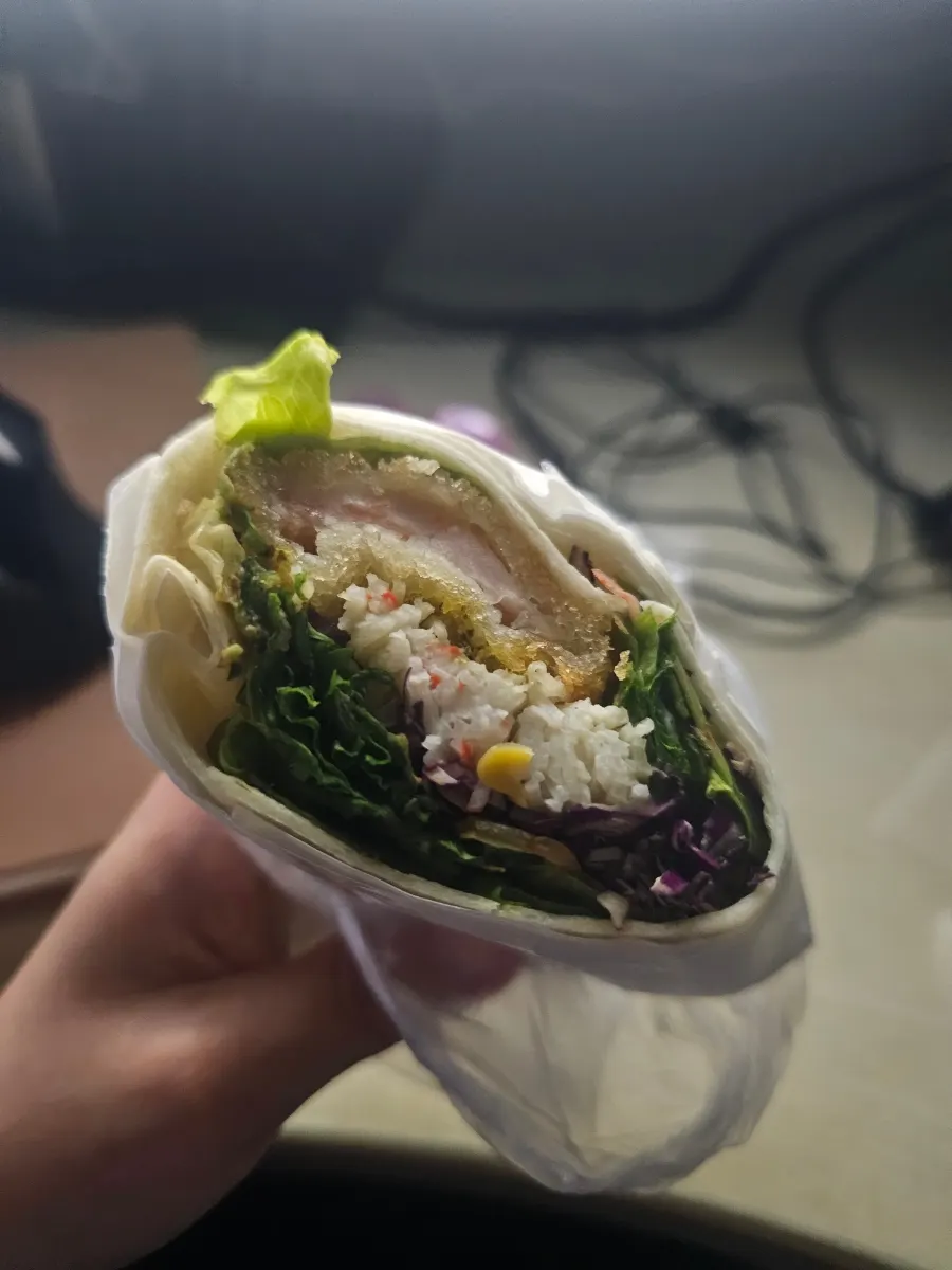 Salad wrap paper container with lid closed
