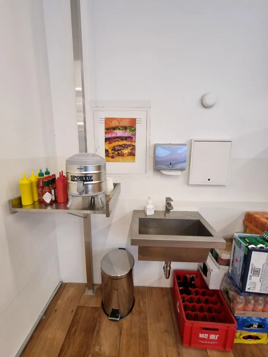Hand-washing sink set up inside the store