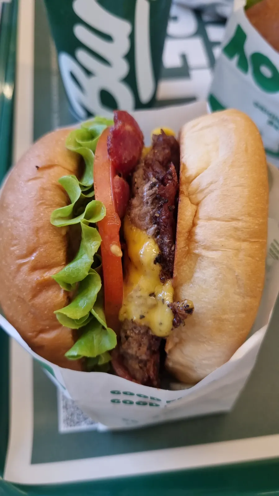 Bacon cheese burger with rich, thick cheese