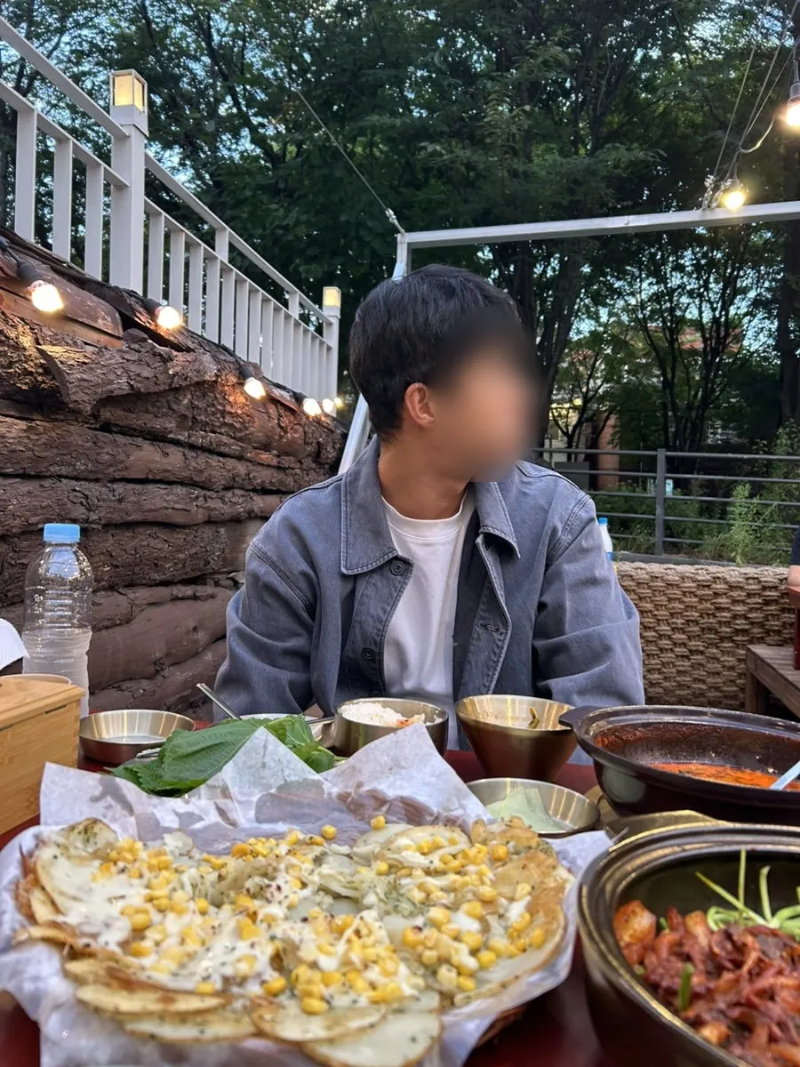 Gyeongui Line Forest Park outdoor dining area in the evening