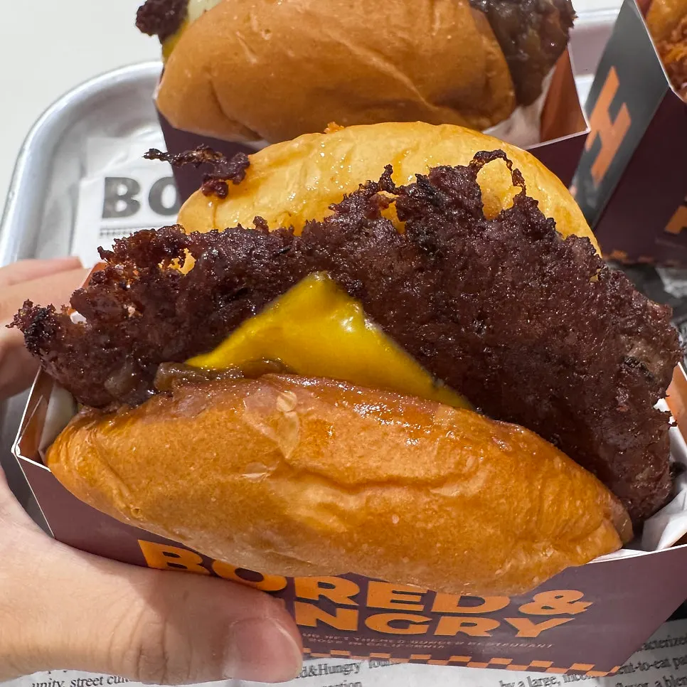 Burger with cheese and grilled onions