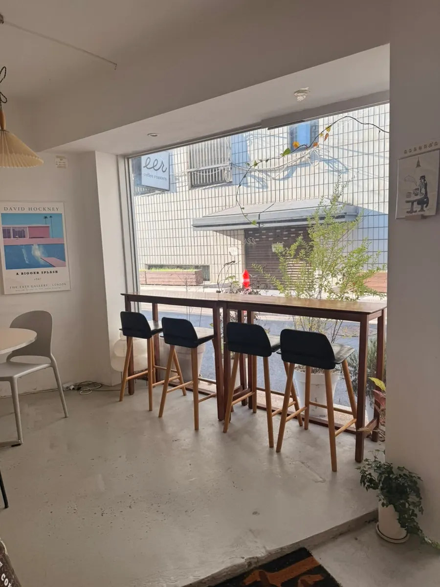Window seating at the café