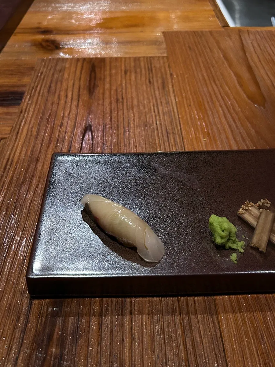 Spear squid and striped jack sushi
