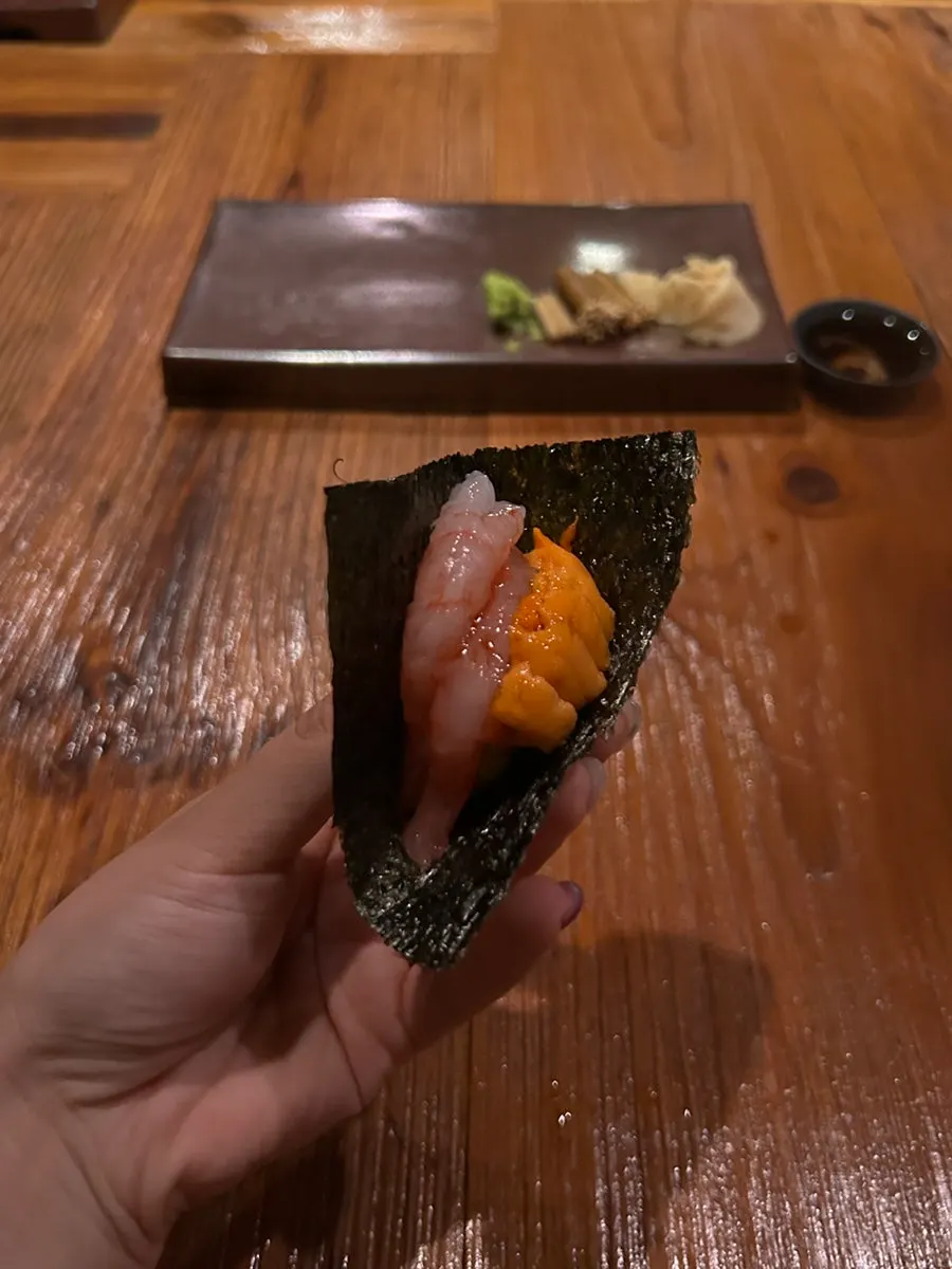 Sweet shrimp and uni sushi