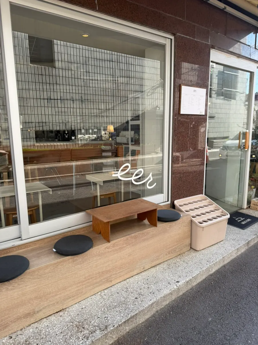 Seating arranged around the café window