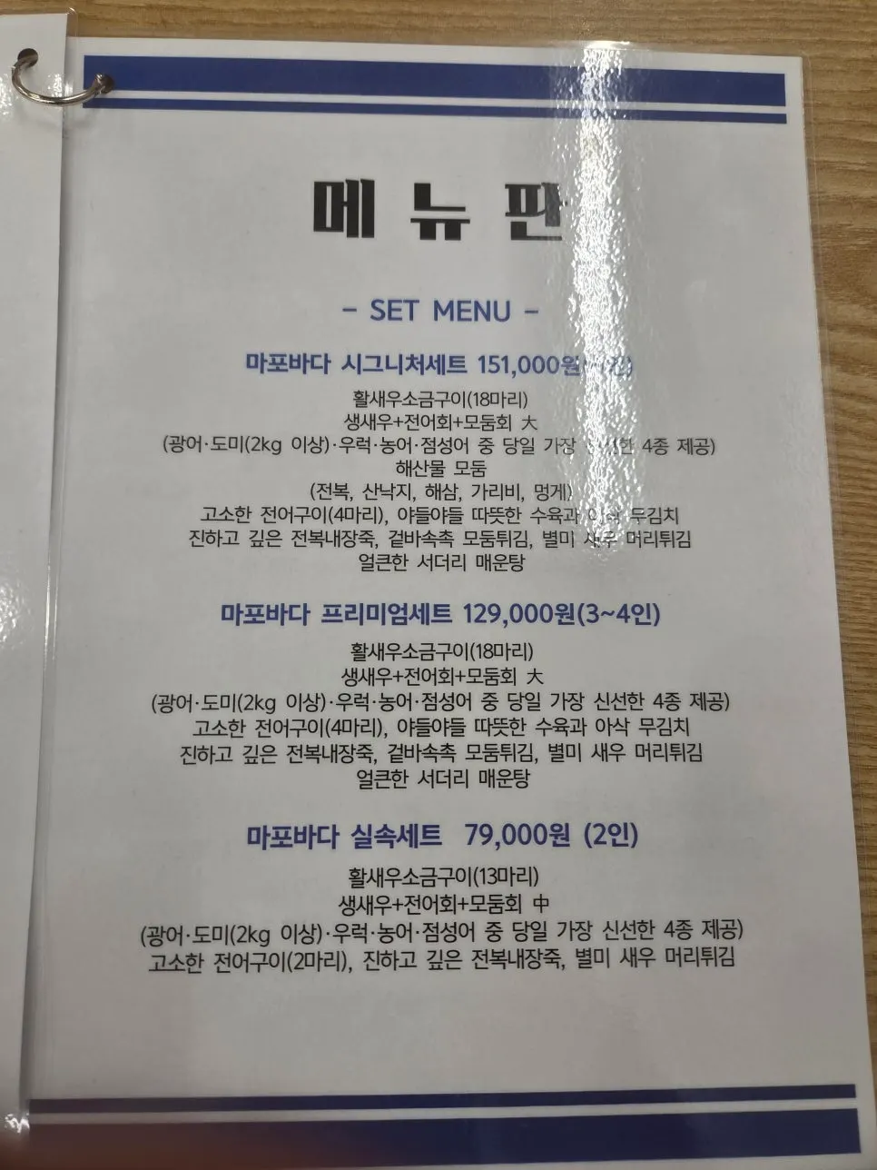 Jaecheoldameun Mapo Bada menu selection