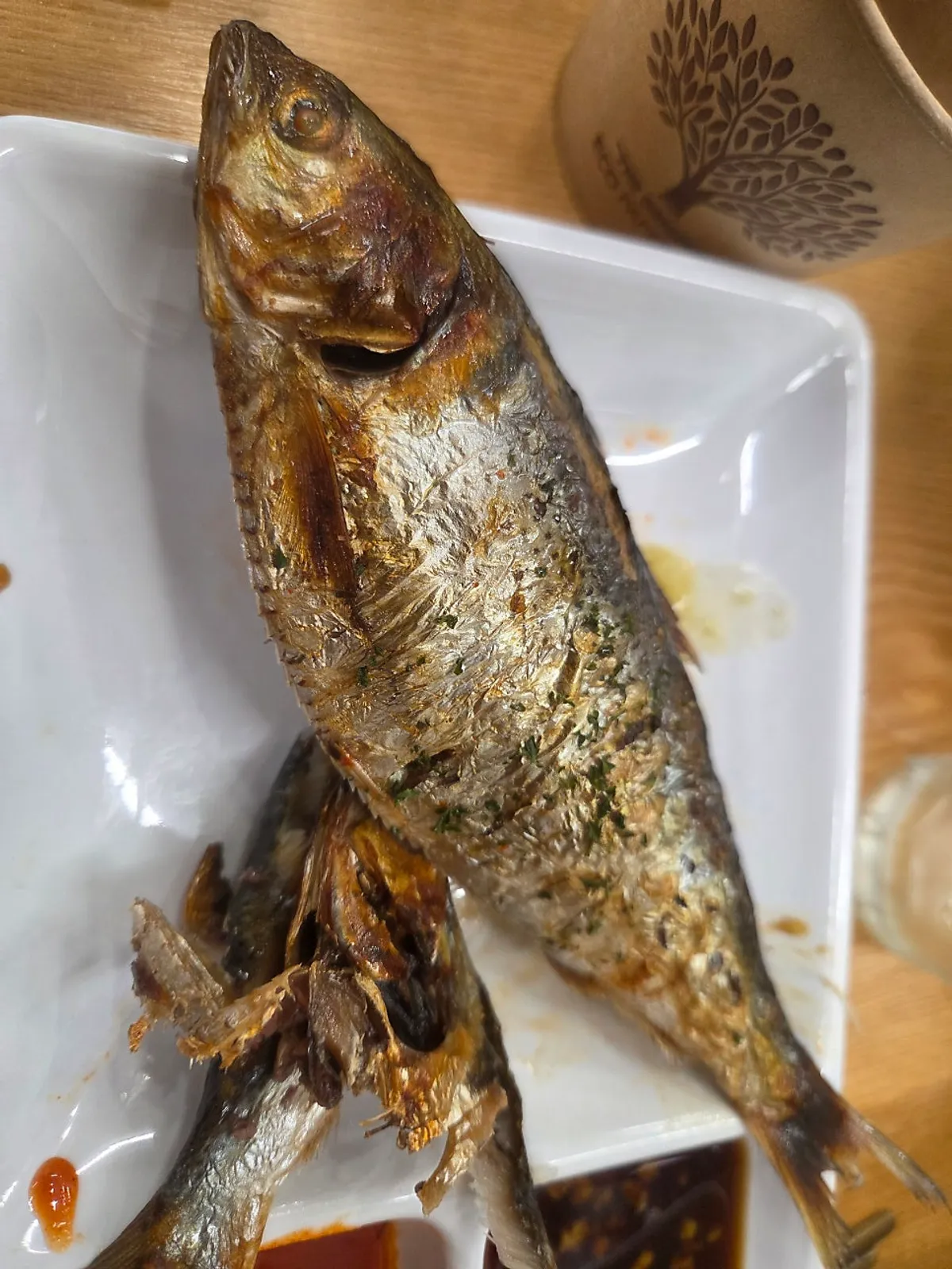 Live-fish flounder sushi and grilled gizzard shad spread