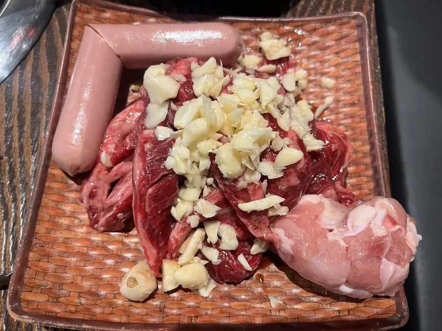 Instant marinated beef short rib set laid out on the table