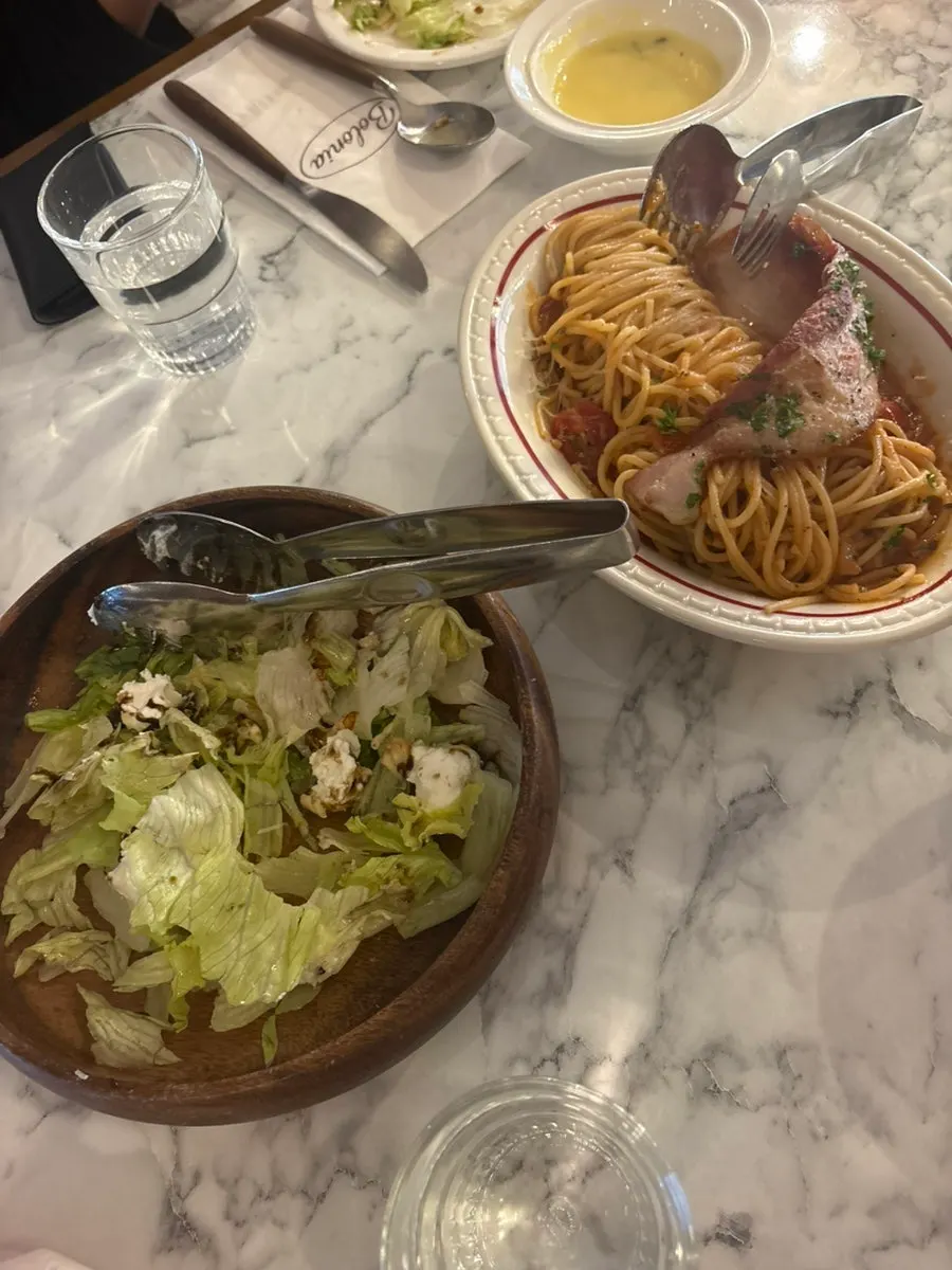 Whole bacon pomodoro pasta