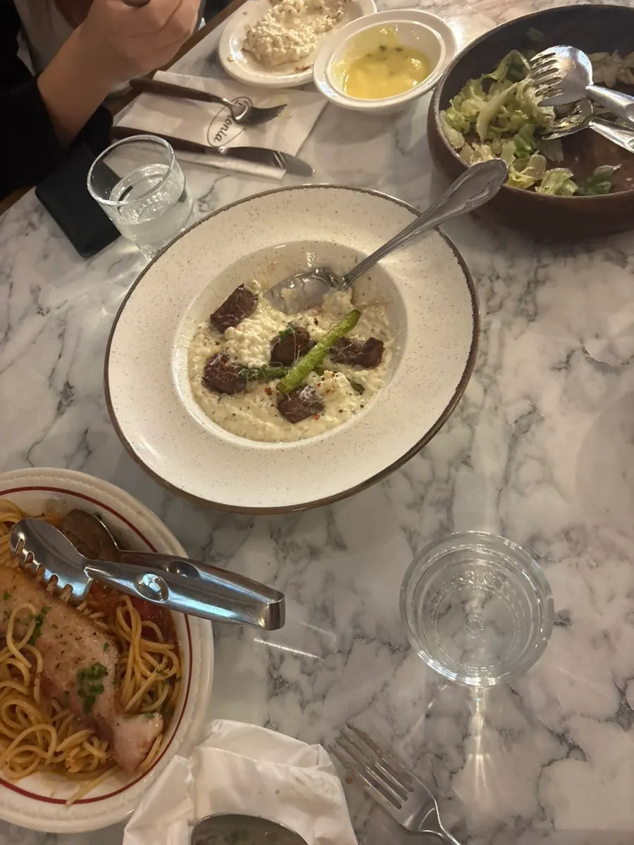 Pasta with whole bacon and noodles