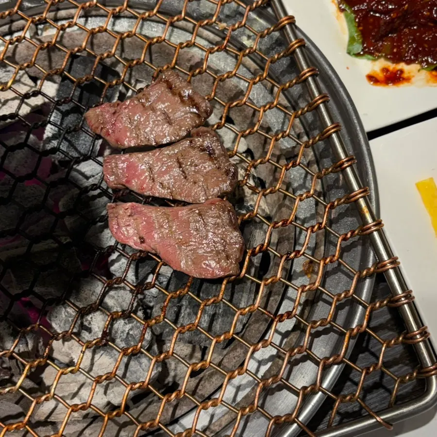 Hanwoo assortment prepared for charcoal grilling