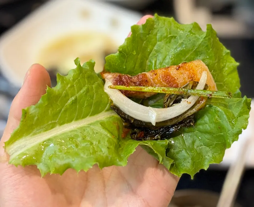 Jeonju House aged kimchi and pork belly