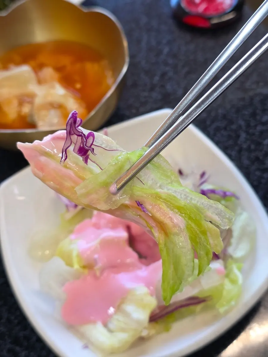 Dongchimi and salad side dishes