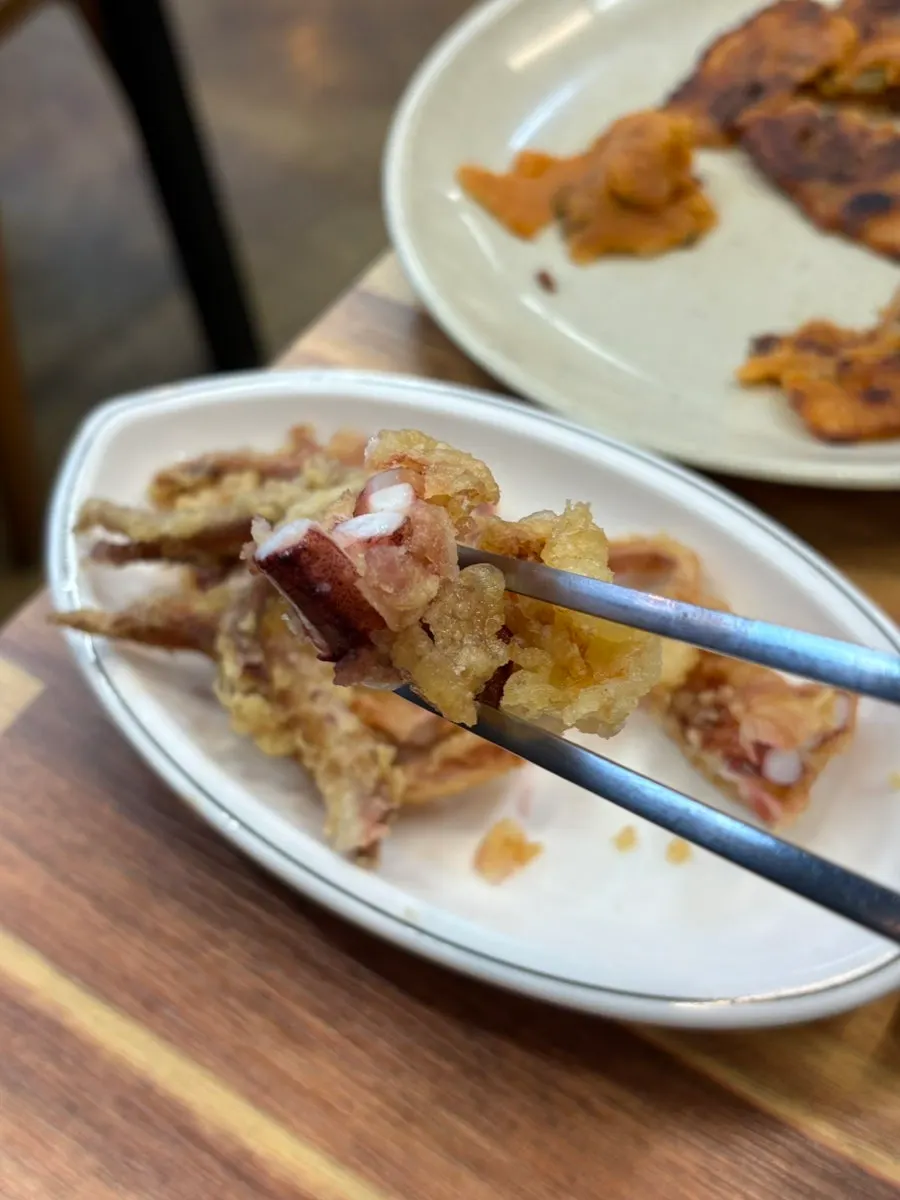 A plate of freshly fried squid legs