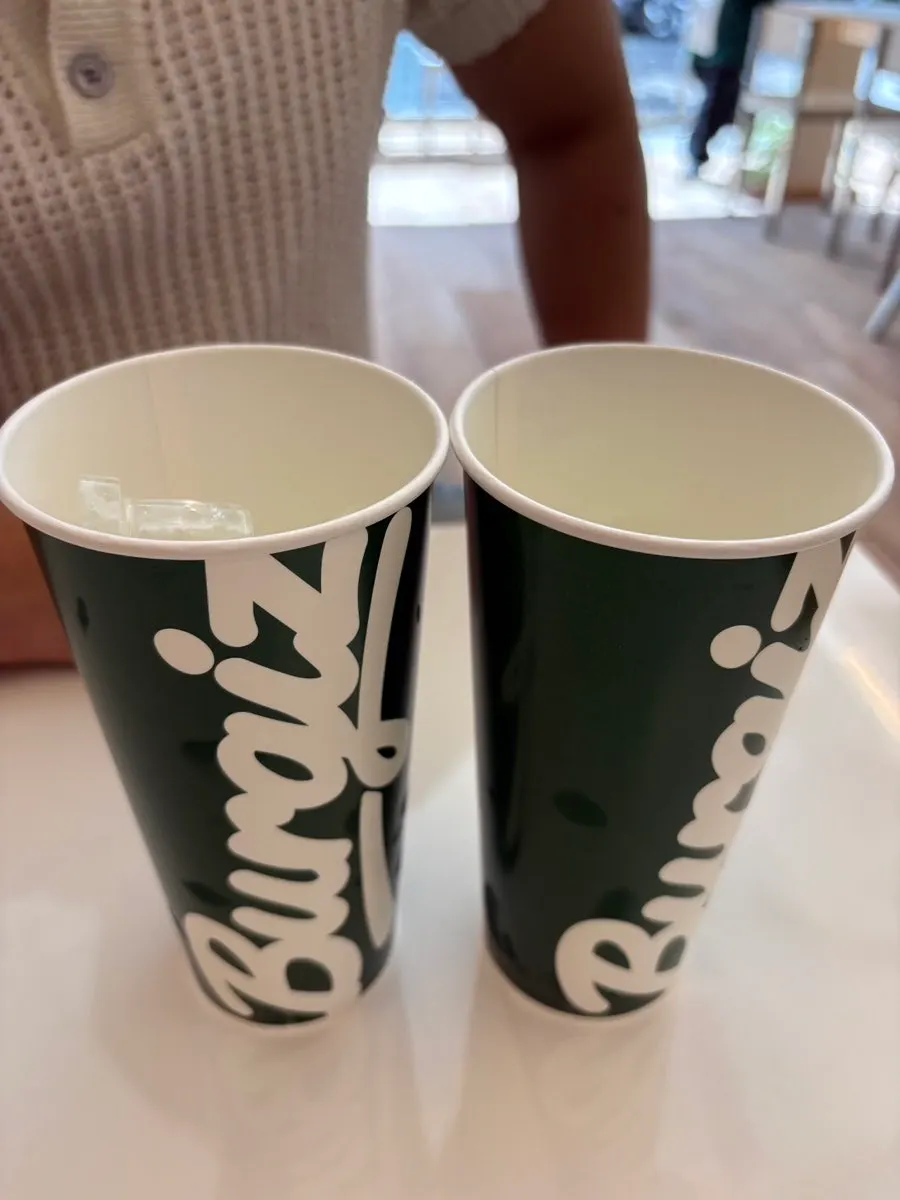 Self-serve drink machine and ice cup