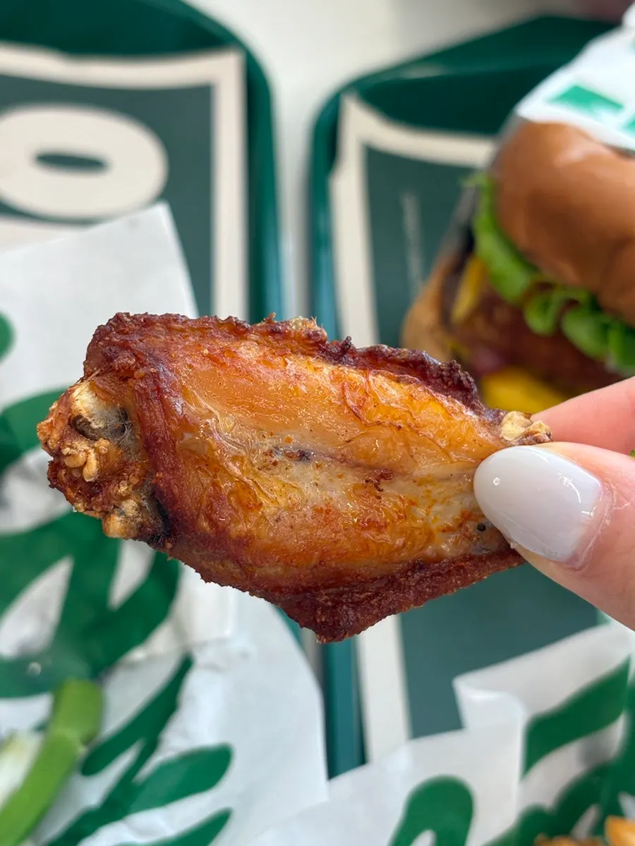 Close-up of a buffalo wing drum piece