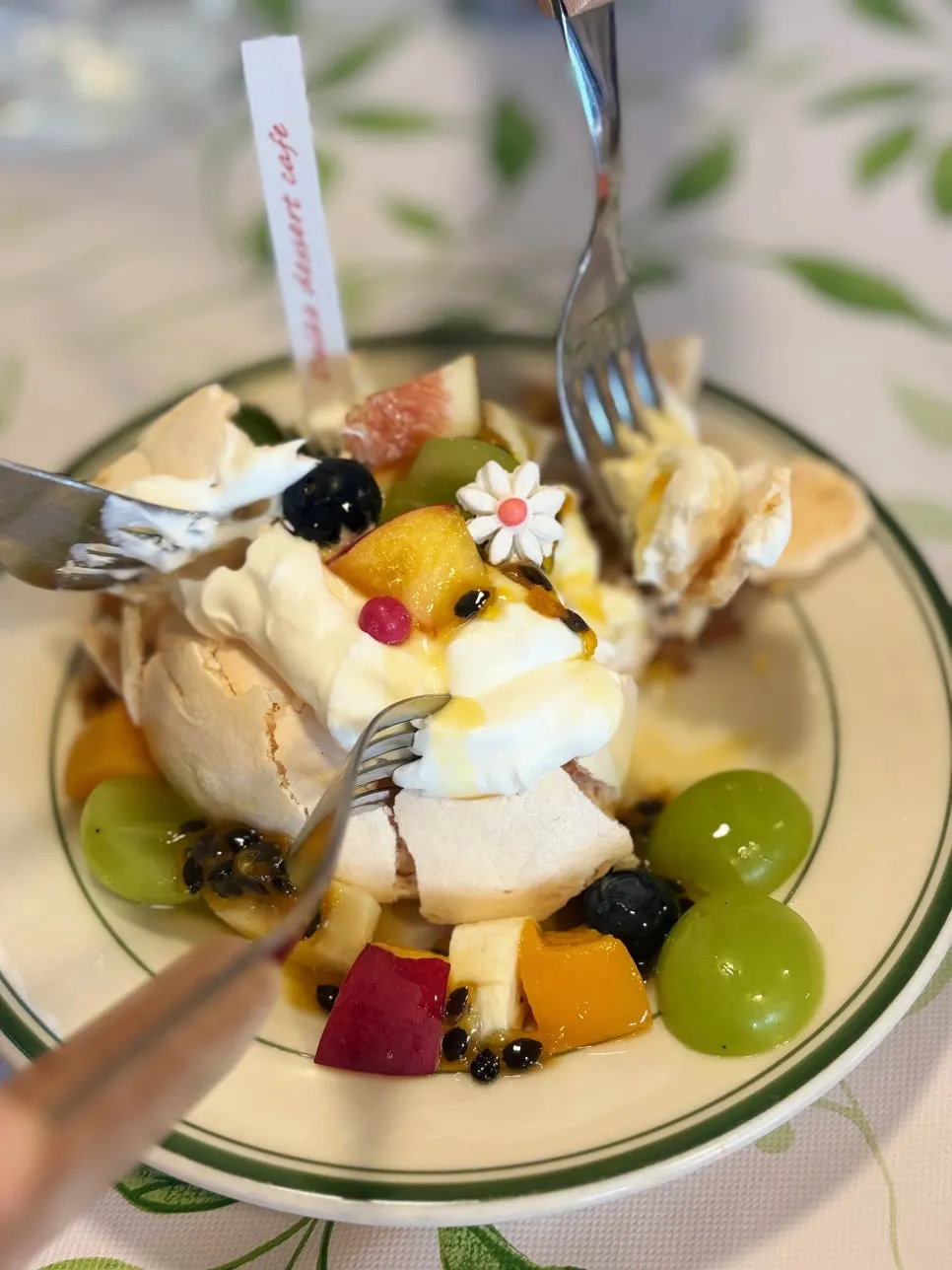 Pavlova with assorted fruit