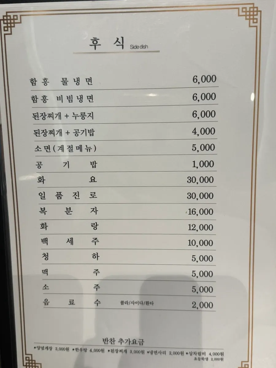 Menu board at Worang Myeongga Doan