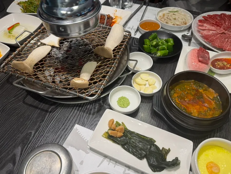 Full spread set out after the grill is lit
