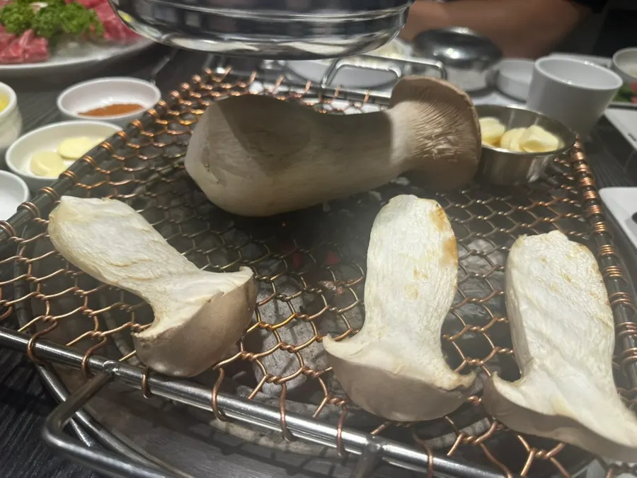 Table setting with steamed egg and salad