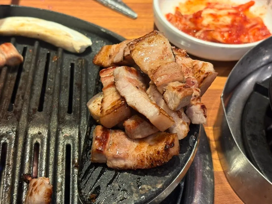Pork belly grilled to a golden brown