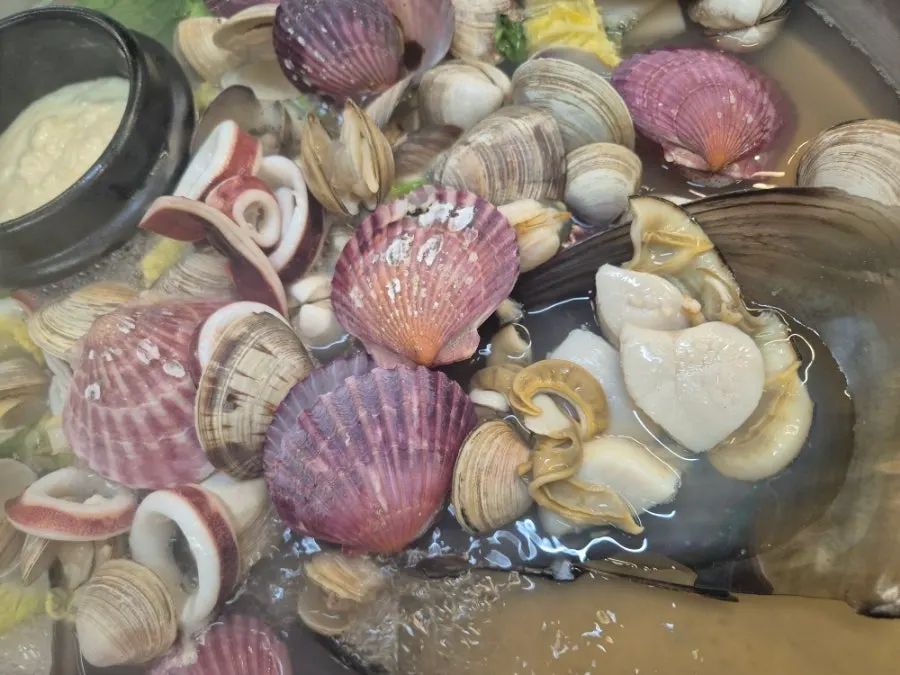 끓기 시작한 조개전골
