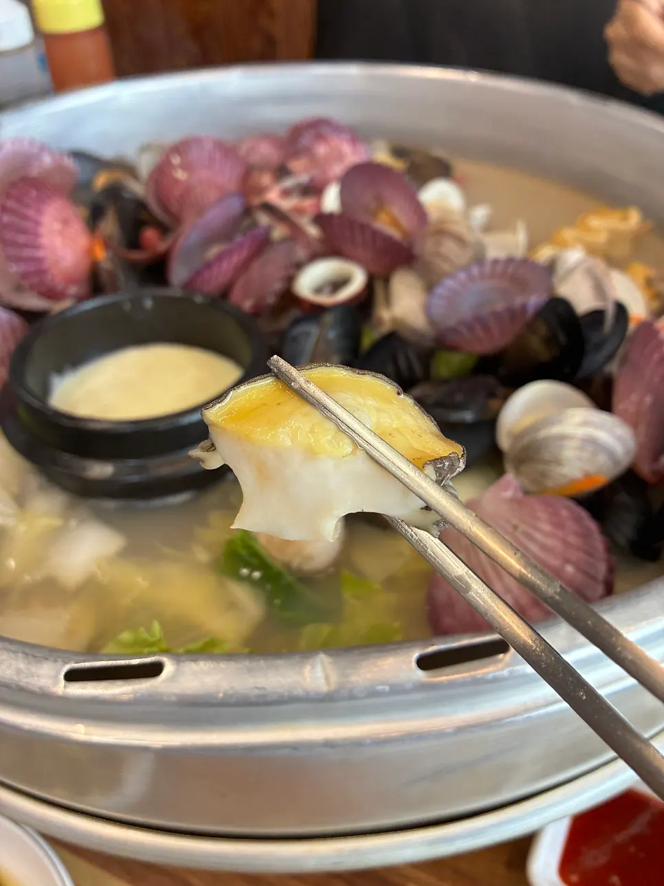 Abalone sliced into easy-to-eat pieces