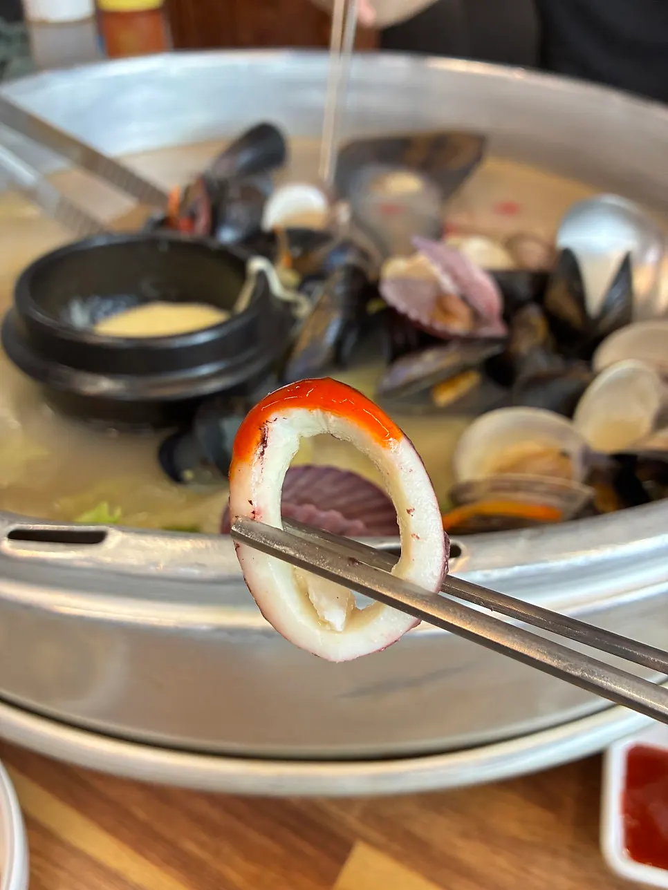 Seafood dipped in chojang sauce