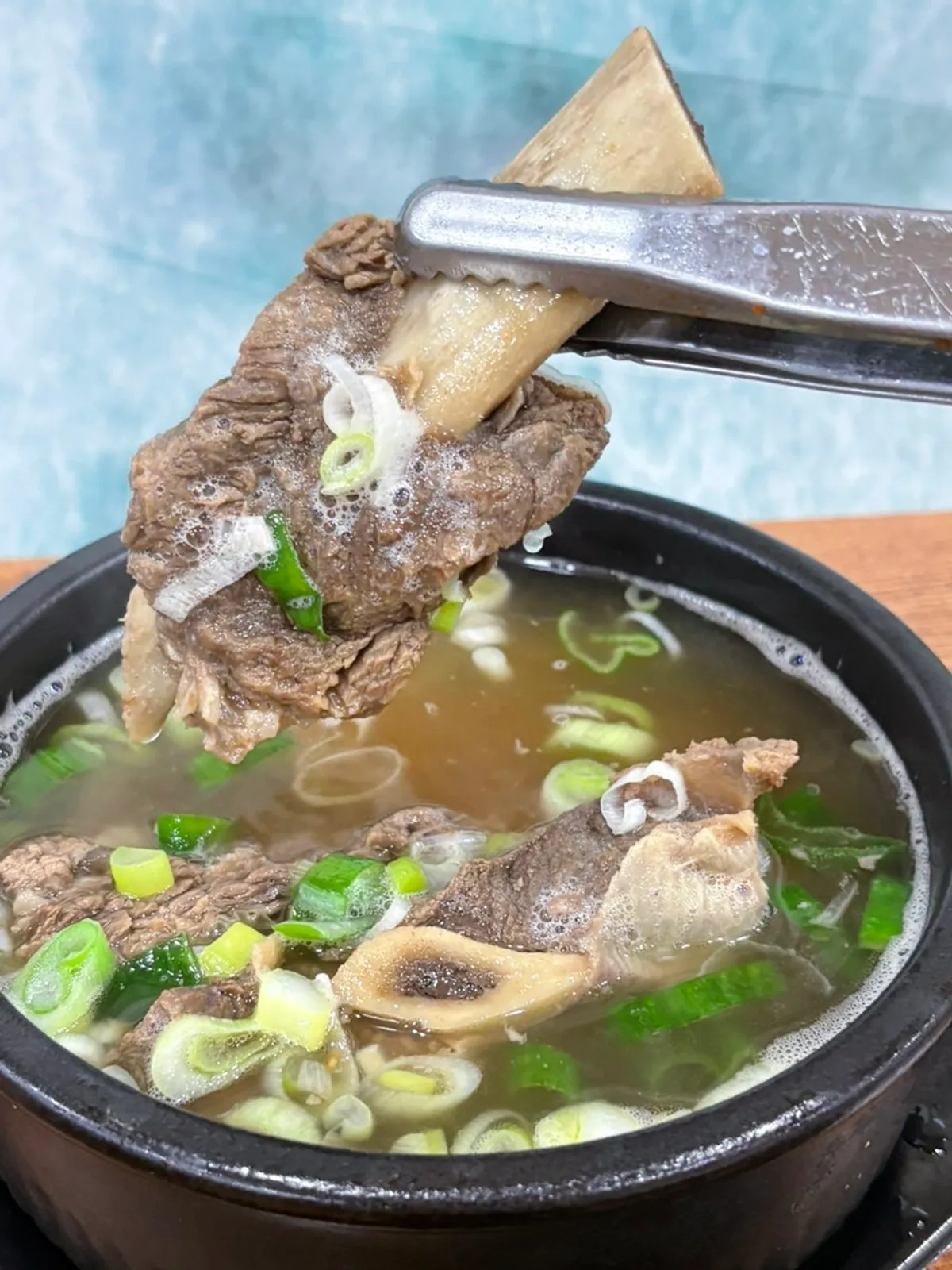 Close-up of a palm-sized rib in the galbitang
