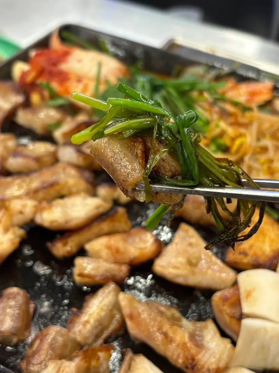 Gopchang browning nicely on the grill