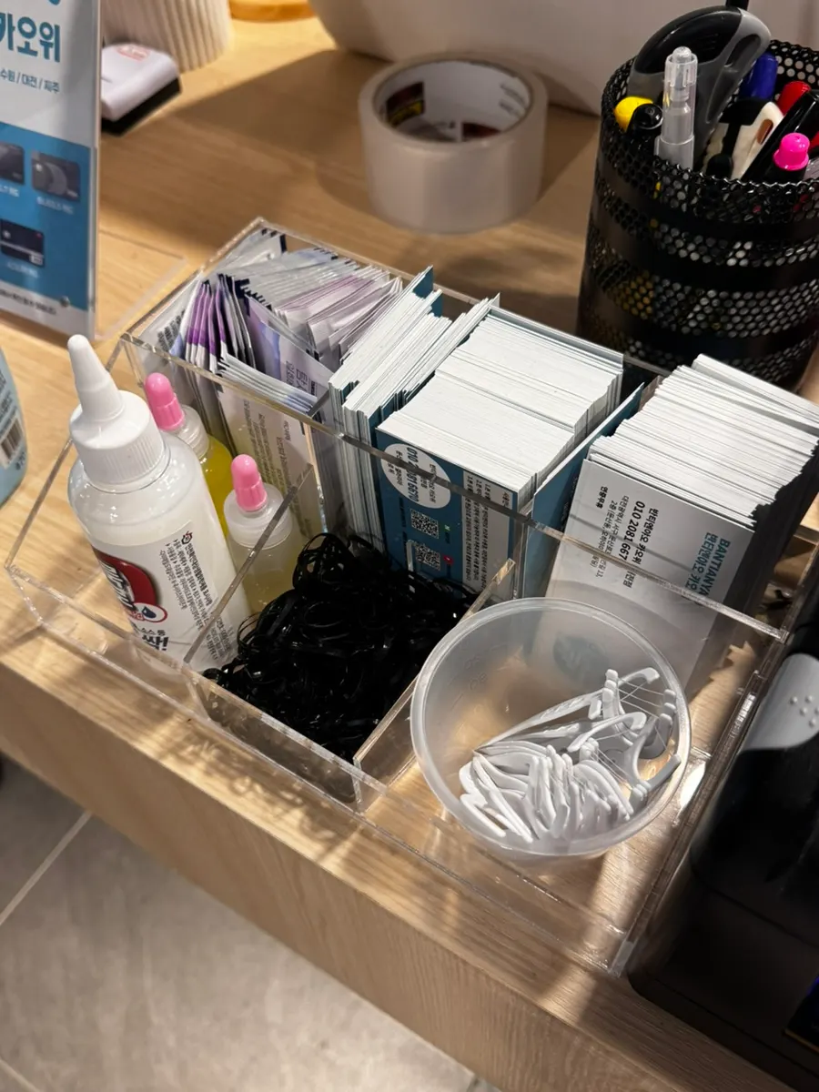 Dental floss and stain remover placed at the checkout counter