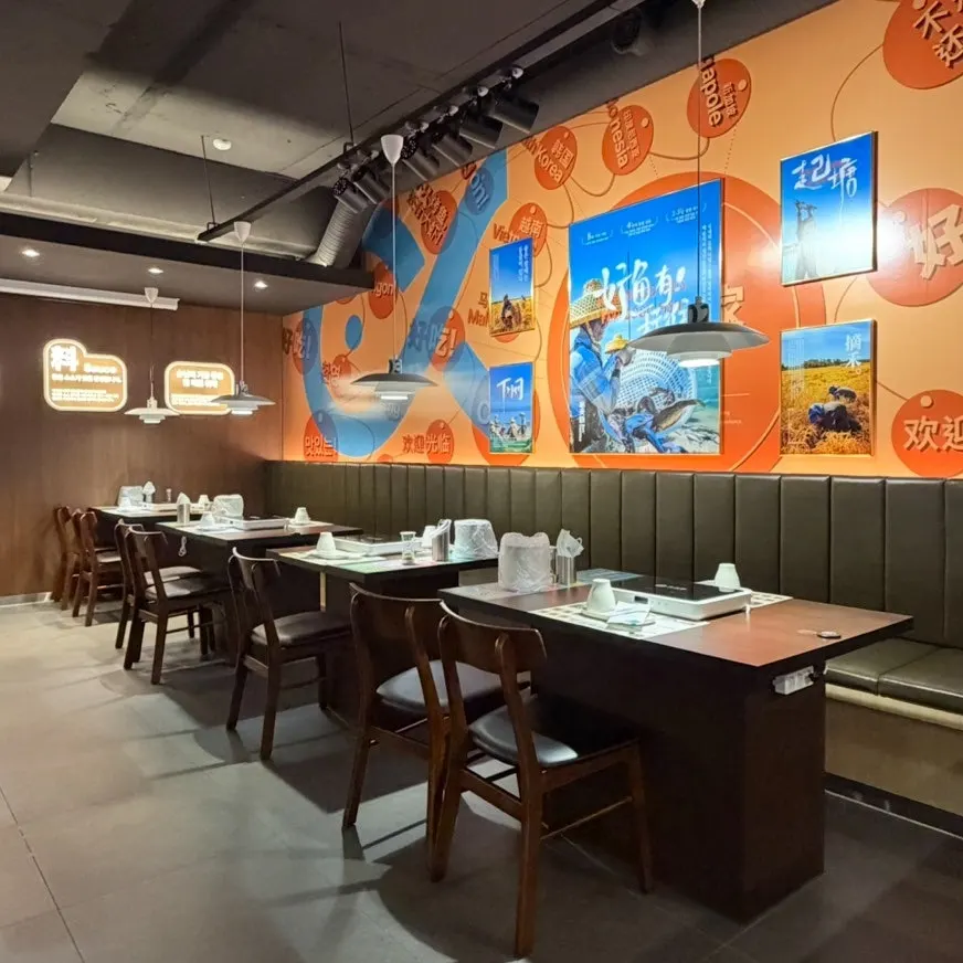 Interior of the kaoyu restaurant with spacious table spacing