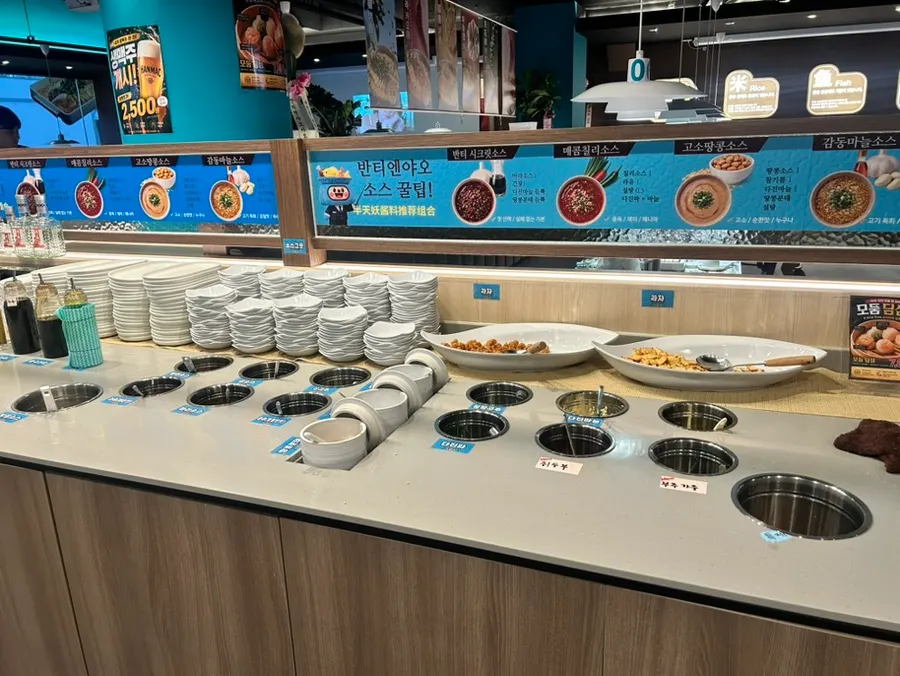 Self bar corner with rice and snacks