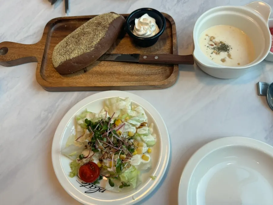 The ordered set menu laid out on the table
