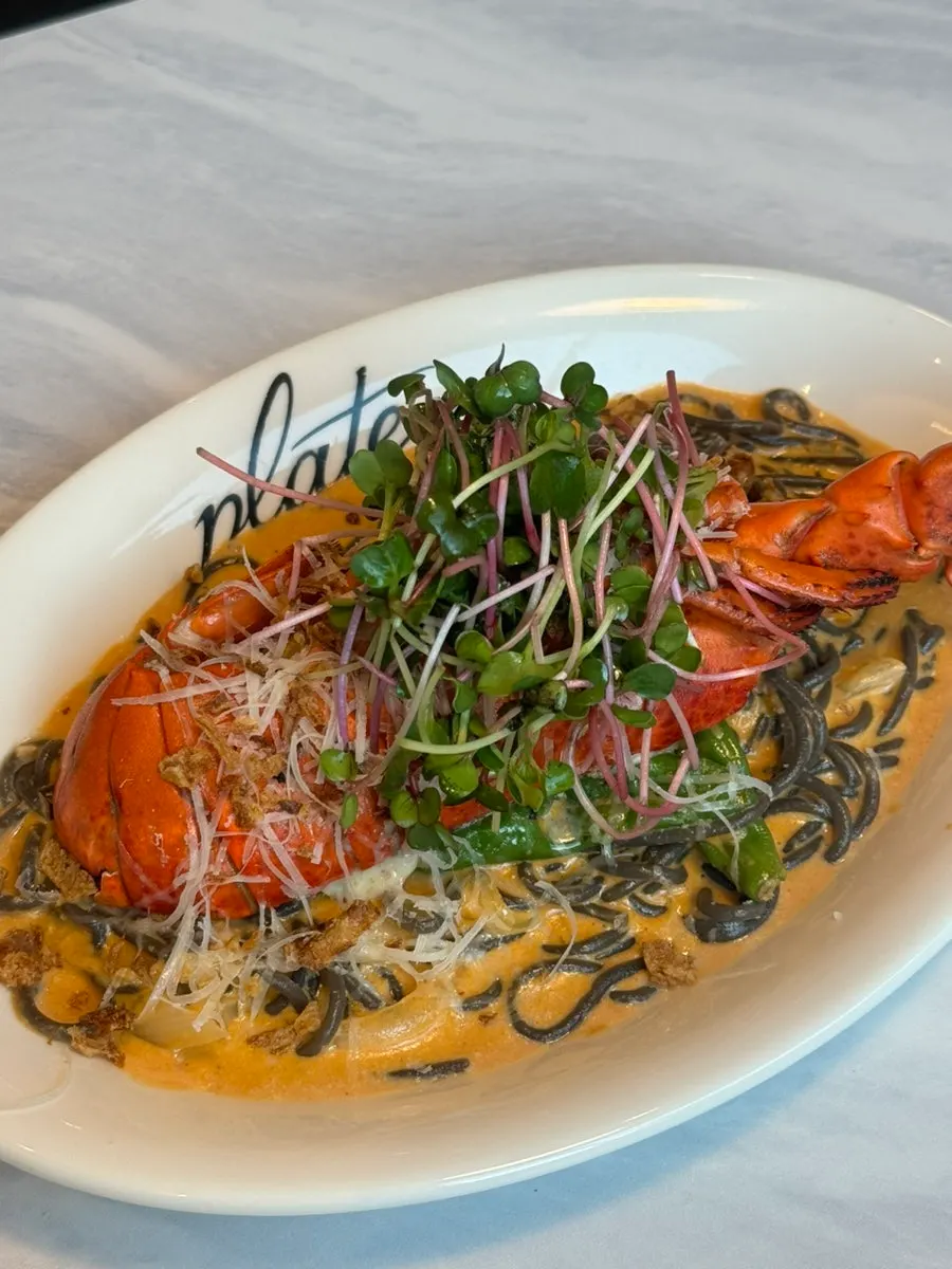 Lobster pasta placed on the table