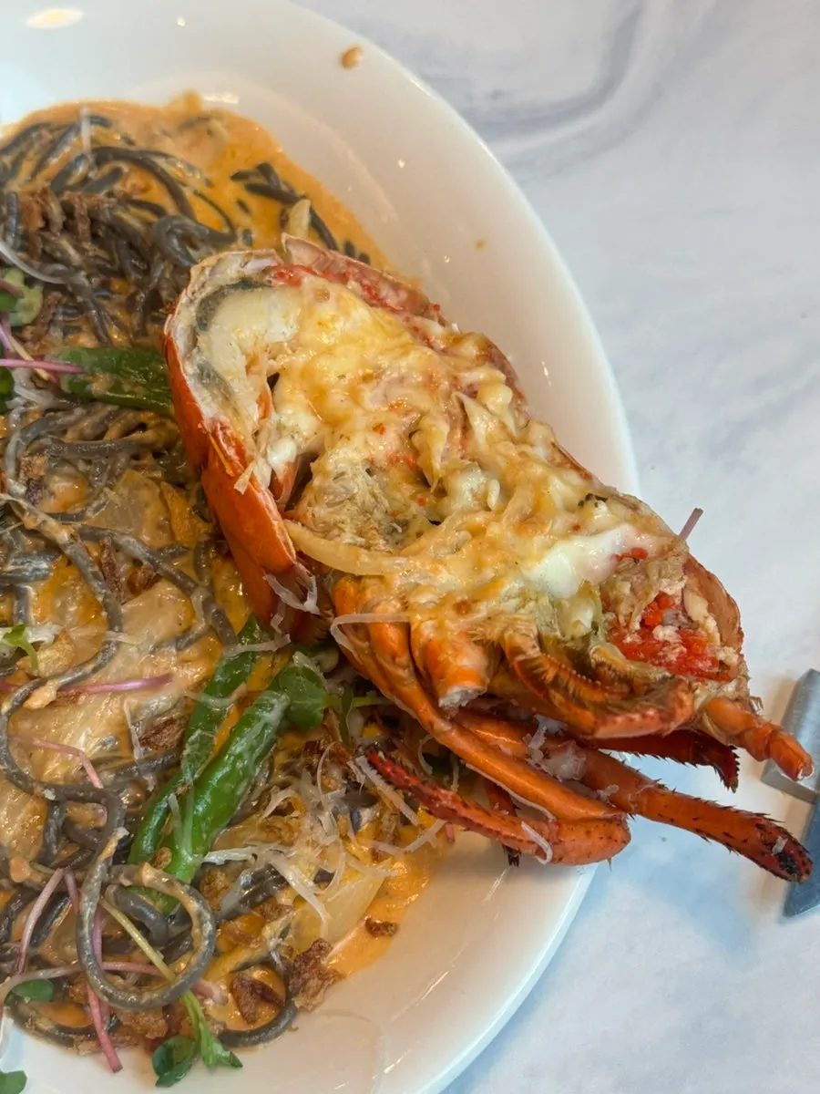 Lobster meat cleaned with scissors