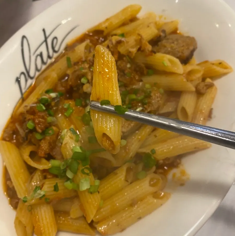 Classic meatball Bolognese pasta with a rich ragù sauce