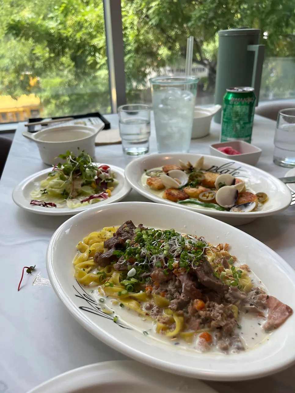 Group shot of the gnocchi and steak cream ragù