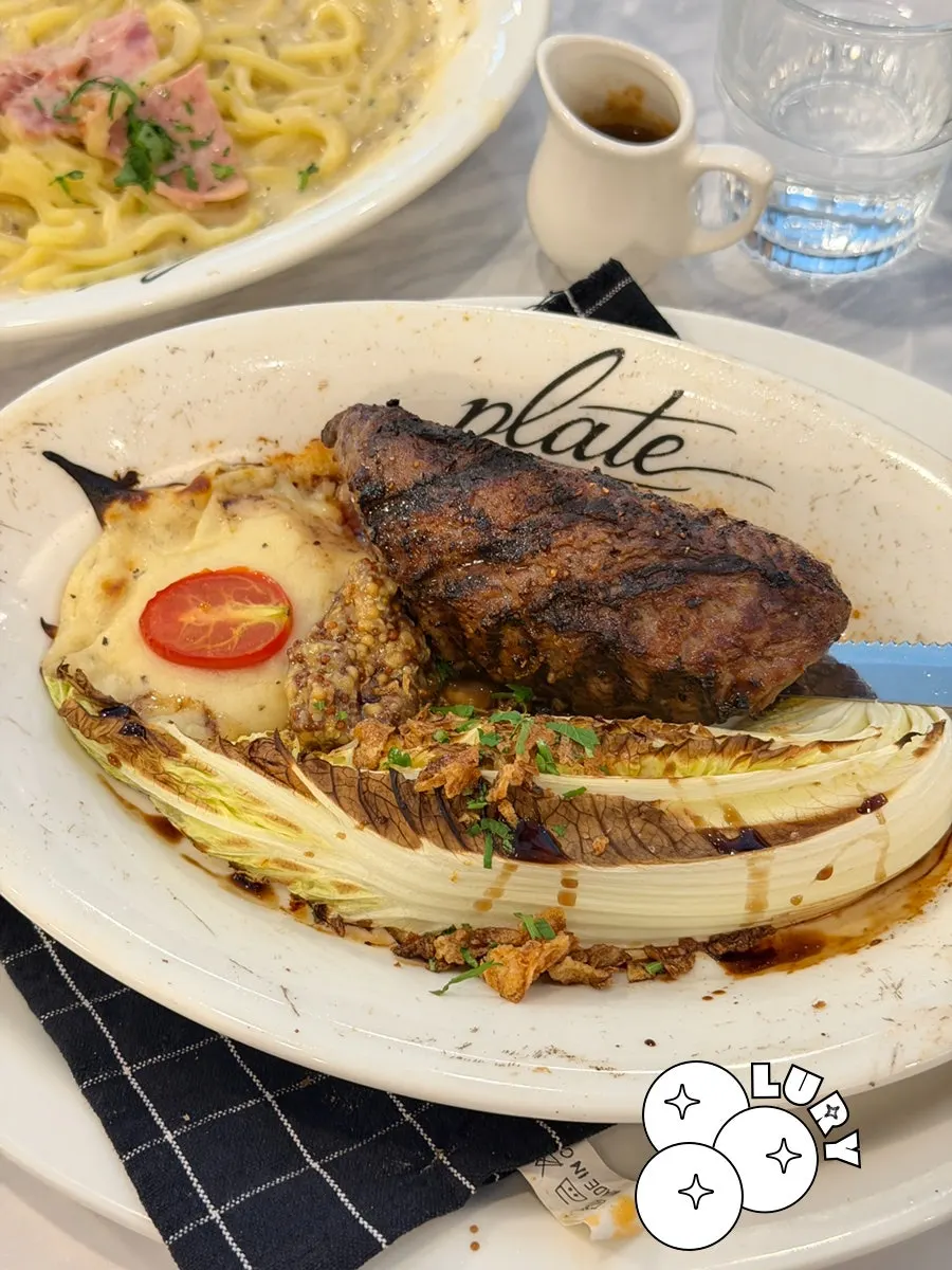 Pasta and steak set at Plate Dunsan Branch