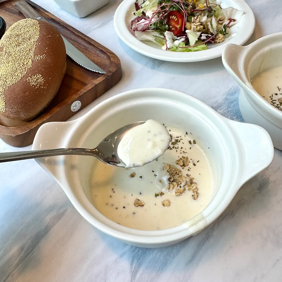 Soup served with the set