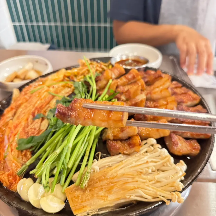 Cross-section of golden-grilled pork belly
