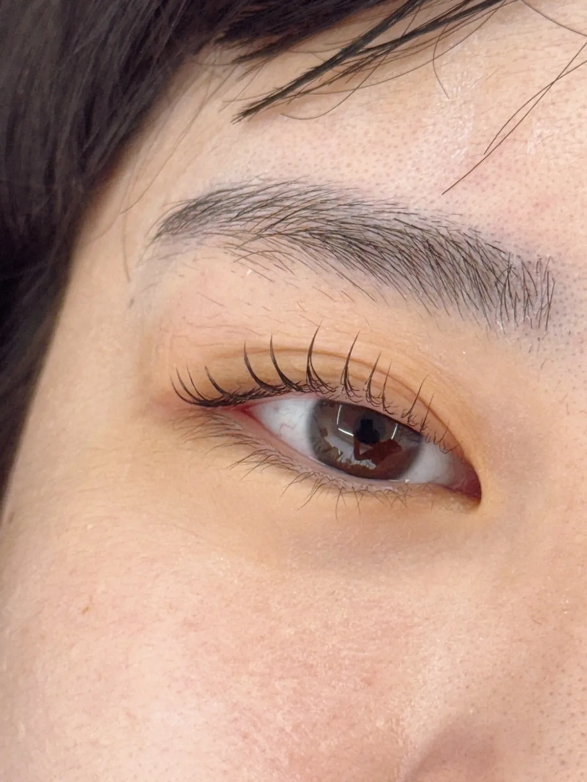 Finished eyes with the U-curl black tinting lash lift
