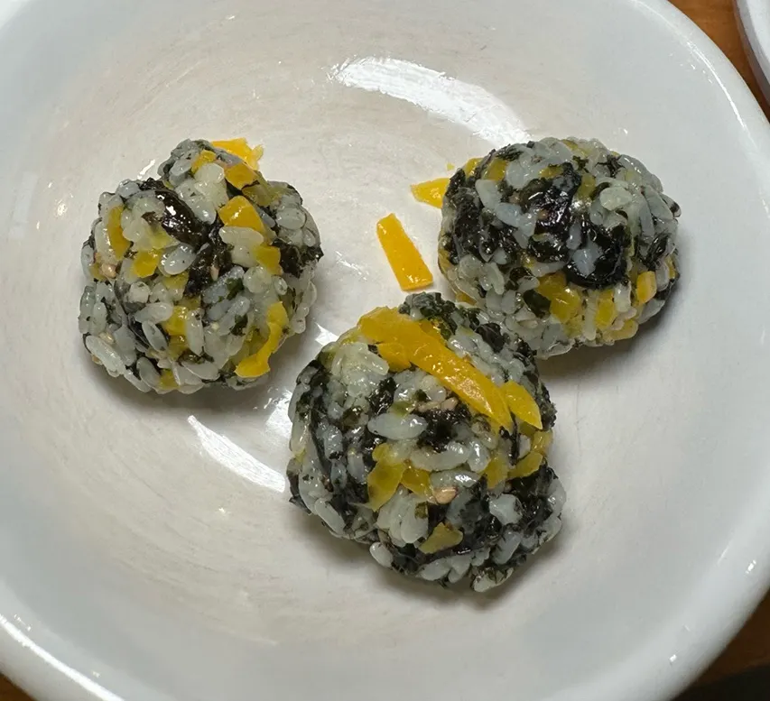 Plate of rice balls made for the kids