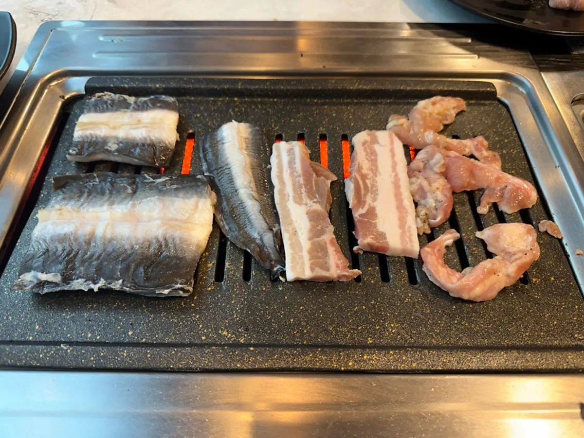 Plump freshwater eel on the grill