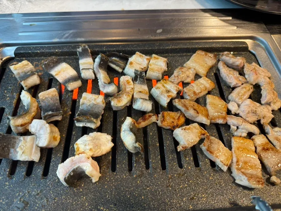 Golden-brown grilled pork belly