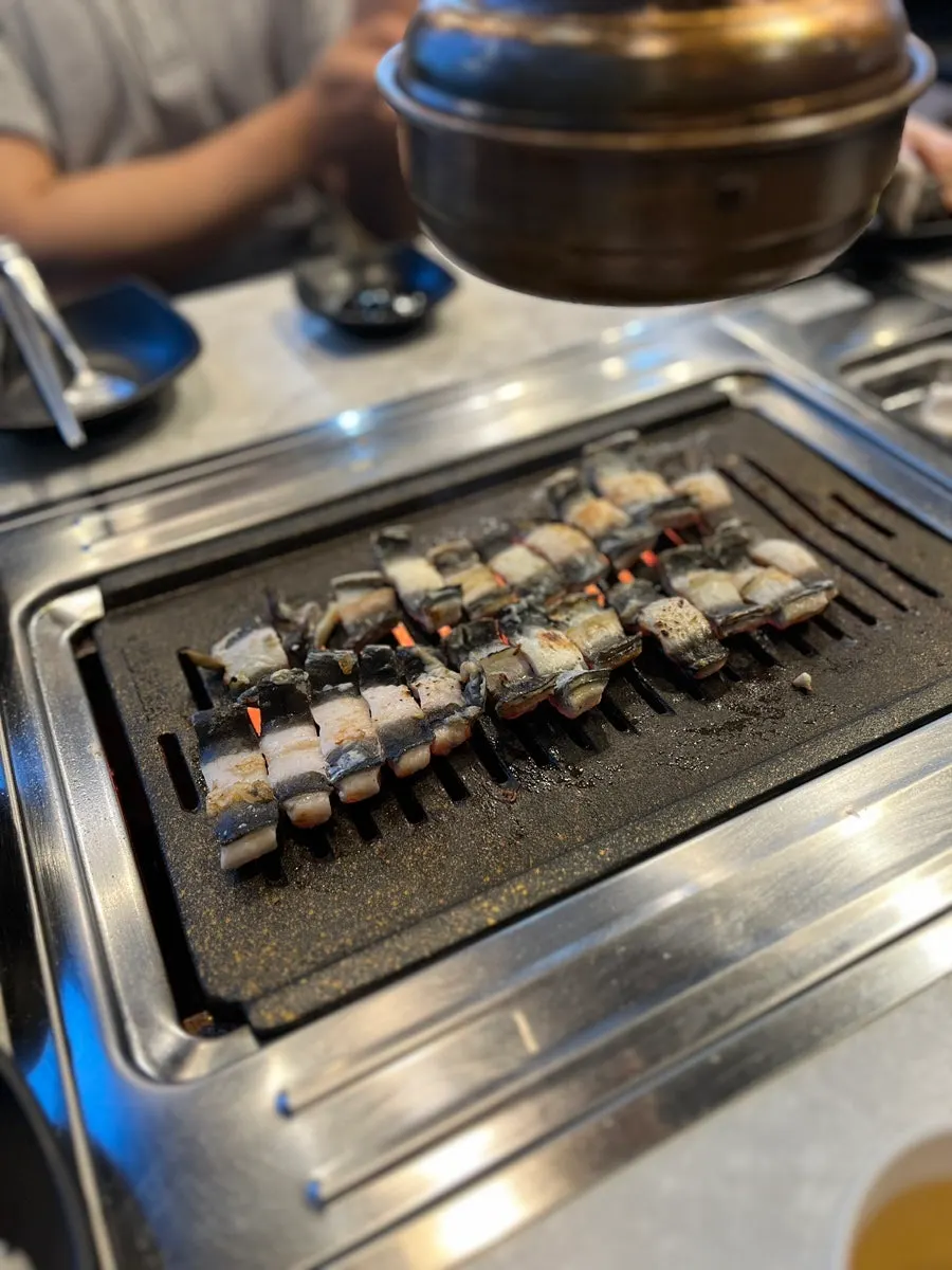 Freshwater eel grilling on the grill