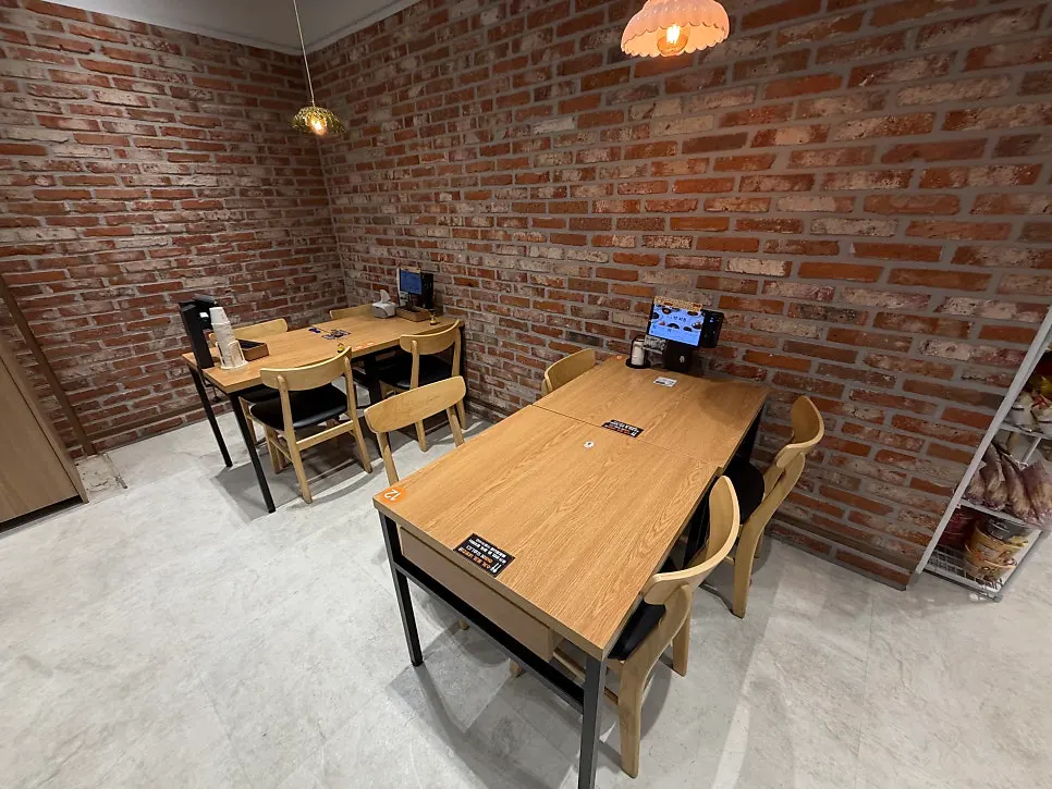 L-shaped restaurant interior