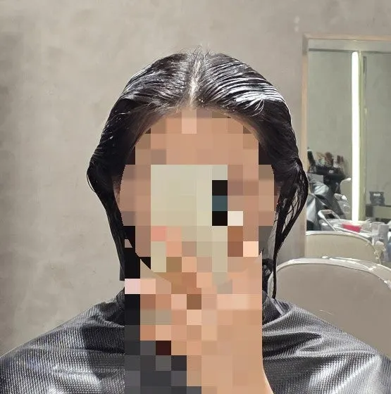 Hair during perm solution application