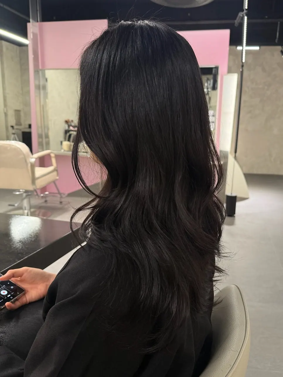 Side view after the magic setting perm was completed