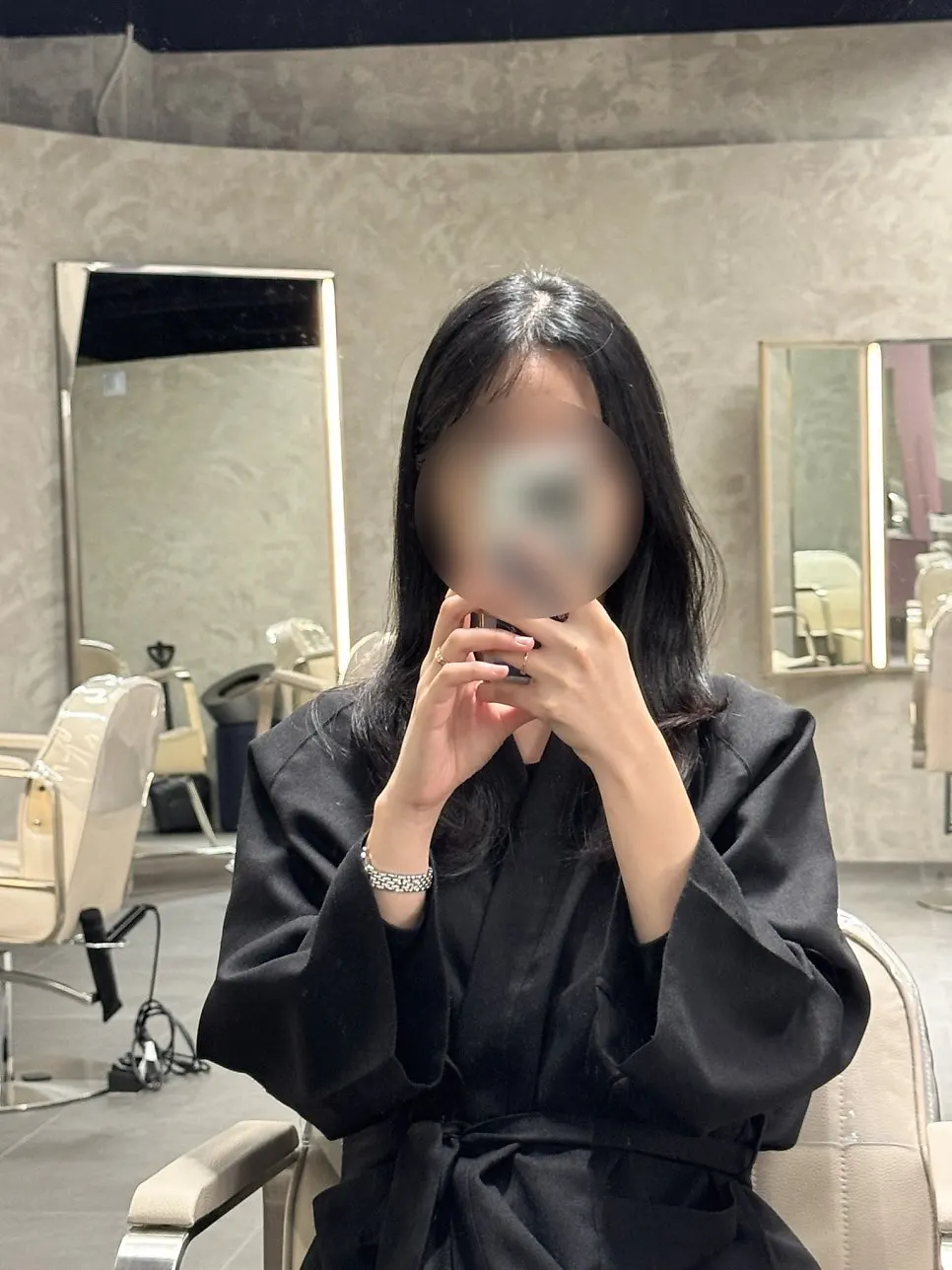 Before photo of dark hair before dyeing